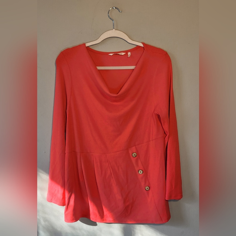 SOFT SURROUNDINGS Top | Size Medium | Modal Blend Ribbed Knit | Cowl Neck